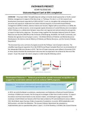 ACIAR Strengthening and scaling community-based approaches to Pacific coastal fisheries management in support of the New Song May 2019 – April 2020