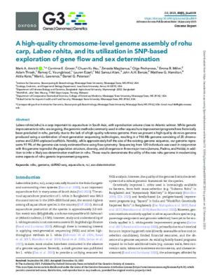 A high-quality chromosome-level genome assembly of rohu carp, Labeo rohita, and its utilization in SNP-based exploration of gene flow and sex determination