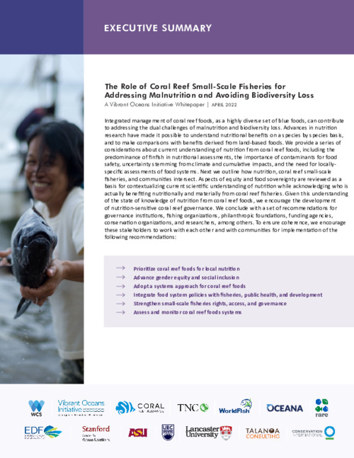 The Role of Coral Reef Small-Scale Fisheries for Addressing Malnutrition and Avoiding Biodiversity Loss