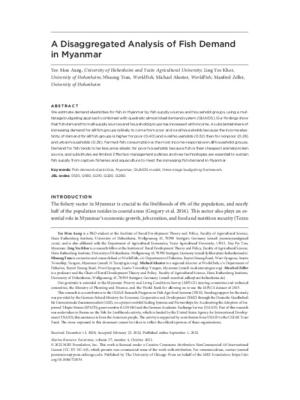 A Disaggregated Analysis of Fish Demand in Myanmar