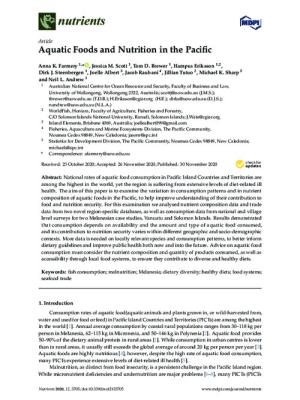 Aquatic foods and nutrition in the Pacific