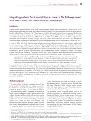 Integrating gender in Pacific coastal fisheries research: The Pathways project