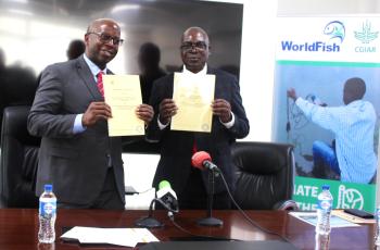 MoU was signed by Dr. Douty Chibamba, Permanent Secretary of MGEE, and Victor Siamudaala, WorldFish Zambia Country Representative.